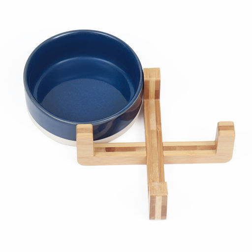 Миска керамическая на подставке 450 мл 13 х 5 см синяя с белым - Пижон фото 4