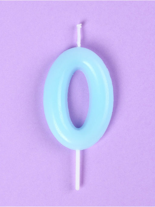 Цена за 3 шт. Свеча в торт «Цифра 0», светящаяся голубая, 9 см