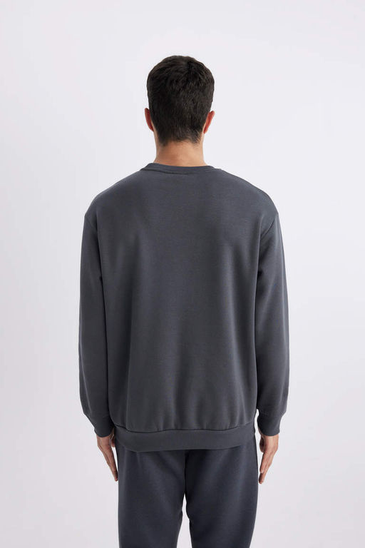 Базовый свитшот Oversize с круглым вырезом - Defacto фото 6