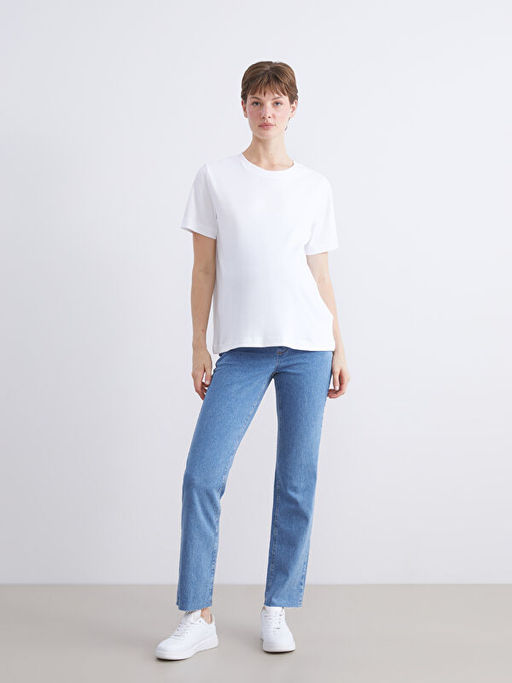 Kar?n Panelli Straight Fit Hamile Jean Pantolon