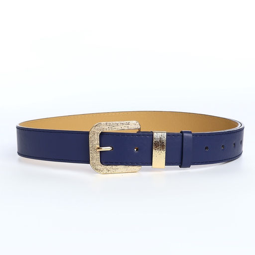 Ремень женский с винтом, 110×3 см, пряжка металл, золотистая, синий