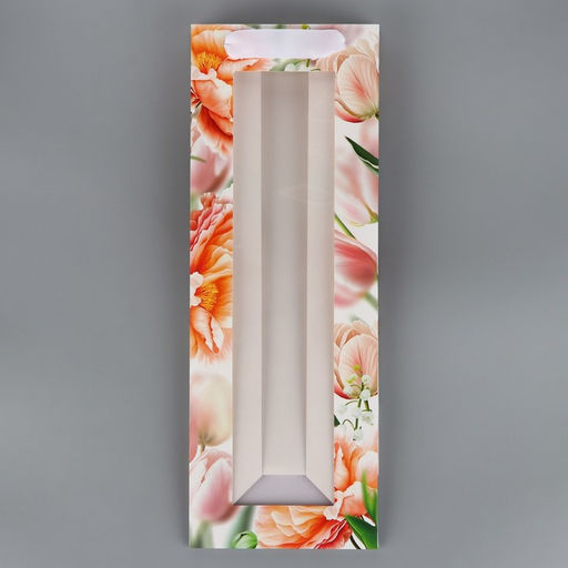 Цена за 2 шт. Пакет подарочный под бутылку, упаковка, Цветы, 36?13?10 см