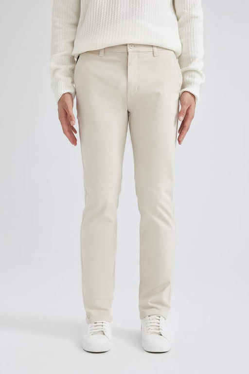 Брюки-чиносы прямого кроя из габардина с карманом на молнии и парусиновой тканью стандартного кроя - Defacto фото 8