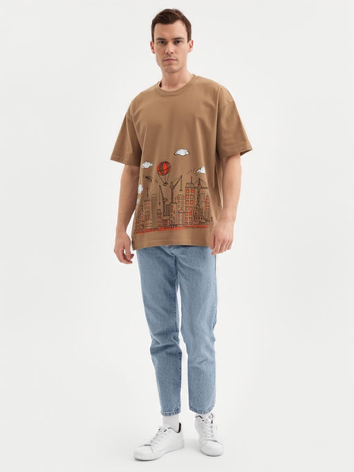 Футболка мужская MINAKU: Art, коричневая, р-р 42-44