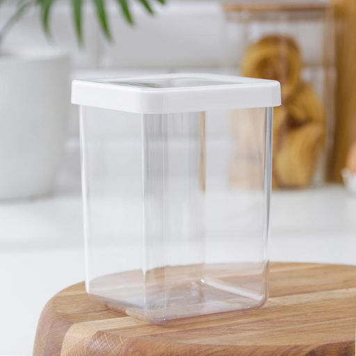 Ёмкость для хранения сыпучих продуктов IDEA «Степ», 1 л, 10×14 см, пластик, крышка белая