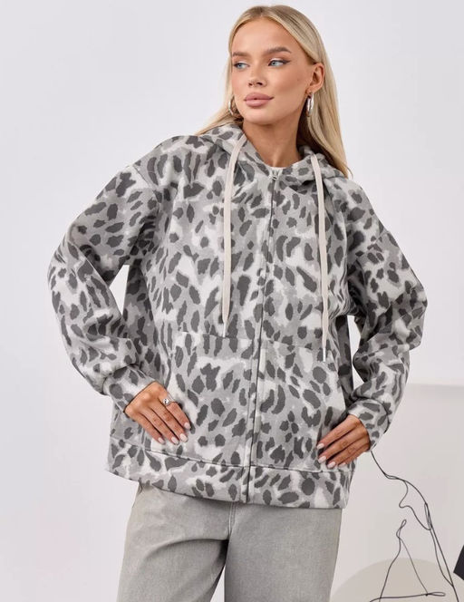 K13191 Толстовка с капюшоном (утеплитель евро мех) ГРАФИТ