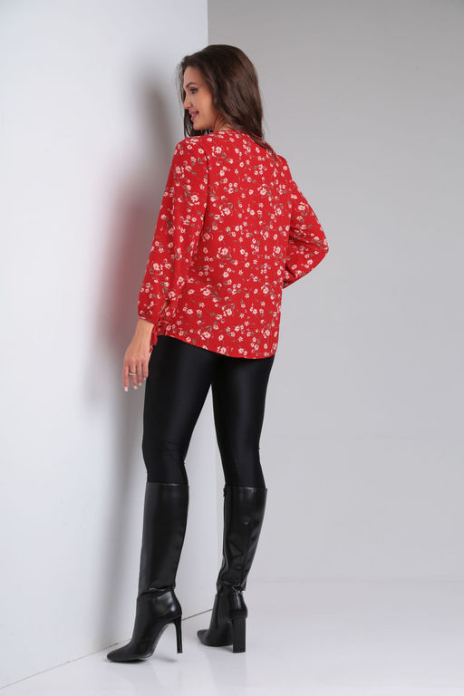 Блуза Modema 739-1 цветы на красном  фото 6