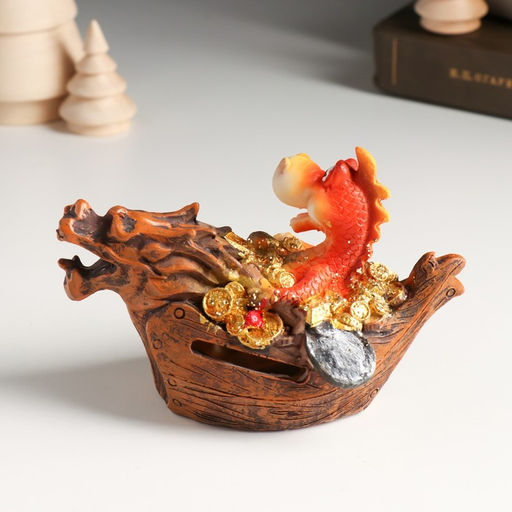 Копилка для денег «Дракоша на лодке-драконе», полистоун, 12×6.8×7.8 см, МИКС