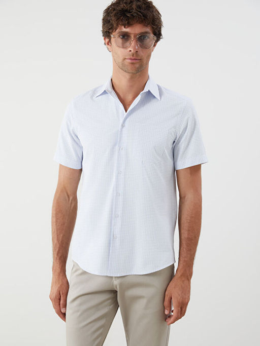 Regular Fit K?sa Kollu Ekose Arm?rl? Erkek G?mlek