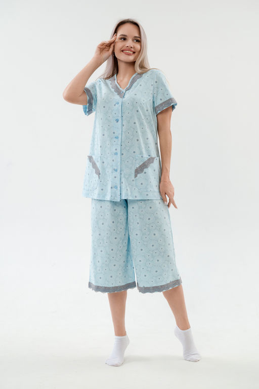 Пижама женская из кулирки Ворожея голубой - Амадэль фото 4