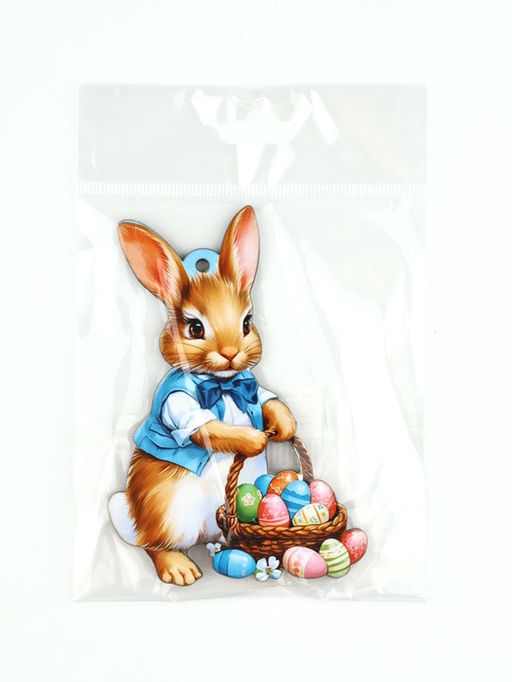 Цена за 2 шт. Подвеска деревянная на Пасху «Кролик», 6.7×10 см