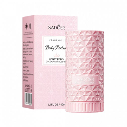 Sadoer Body Perfum Honey Peach Deodorant Roll, 40ml - Дезодорант женский Персик, Жасмин, Сандал