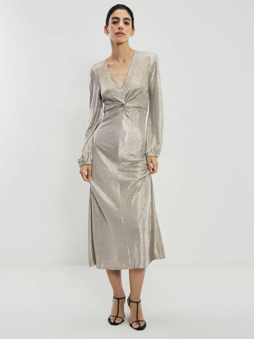 Платье из блестящей ткани с разрезом / Zarina