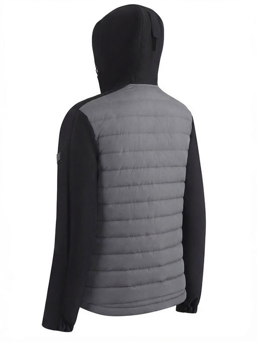 Куртка мужская гибридная стёганая с капюшоном с графеновой подкладкой серого цвета 9627_1Sr