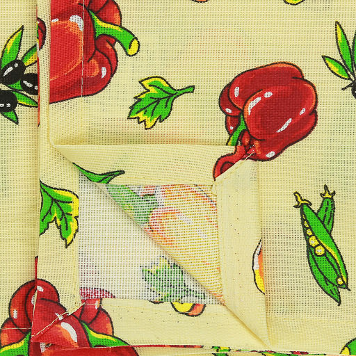 Скатерть 120х145см "Перцы, вид 1", длина стола до 105см, на 4 персоны, рогожка (хлопок 100%) 171г/м2, упаковка классическая, пакет ПВХ 28х41см, "Домашняя мода" (Россия)