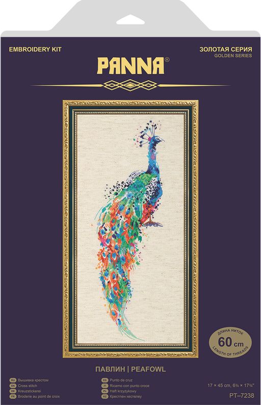 Набор для вышивания PANNA Золотая серия PT-7238 Павлин 17 х 45 см
