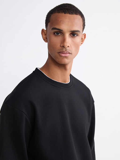 Bisiklet Yaka Erkek Kal?n Sweatshirt