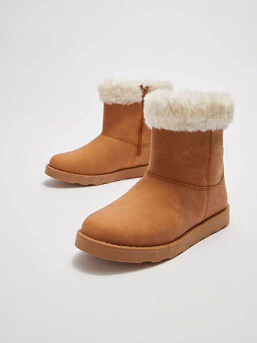 Pel?? Detayl? Fermuarl? D?z K?z ?ocuk Bot - Waikiki фото 3