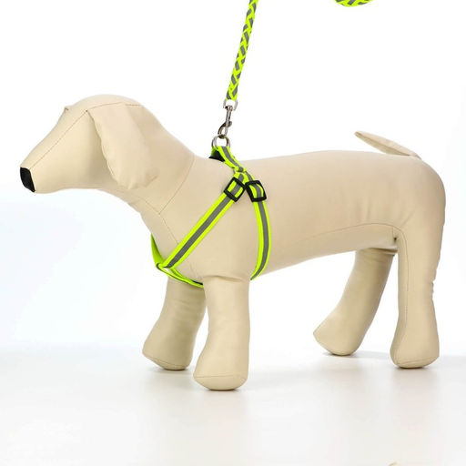 Комплект Плетенка, флуоресцентный, поводок 115 х 1 см, ОГ 32-48 х 1,5 см, зелёный - Пижон фото 3