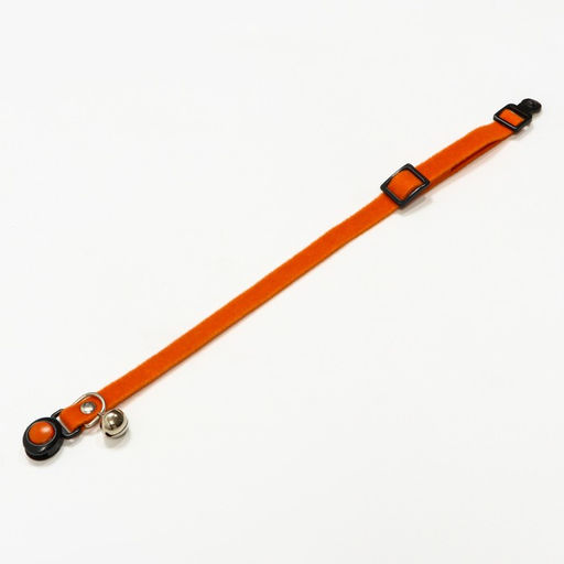 Ошейник кошачий мягкий с бубенчиком, 30 х 1 см, текстиль, оранжевый - Пижон фото 4