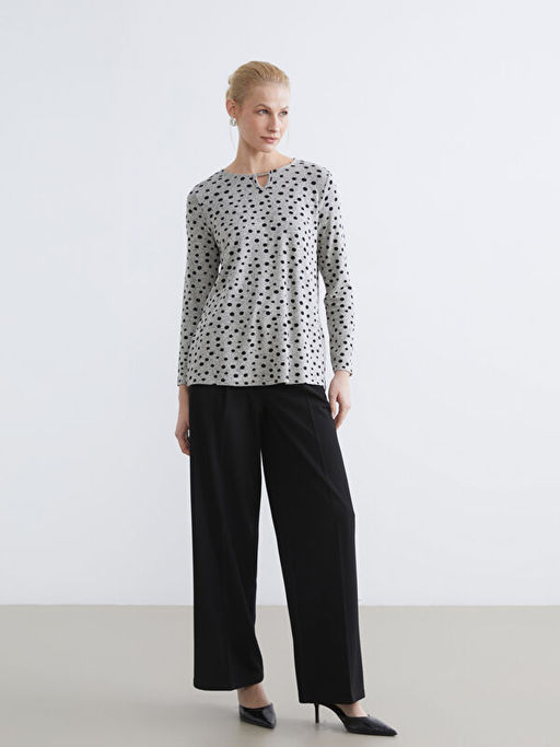 Bisiklet Yaka Puantiyeli Bluz