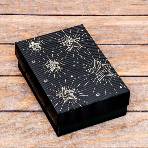 Коробка складная, подарочная новогодняя, крышка - дно, «Звёздочки», софт тач, 21×15×7 см