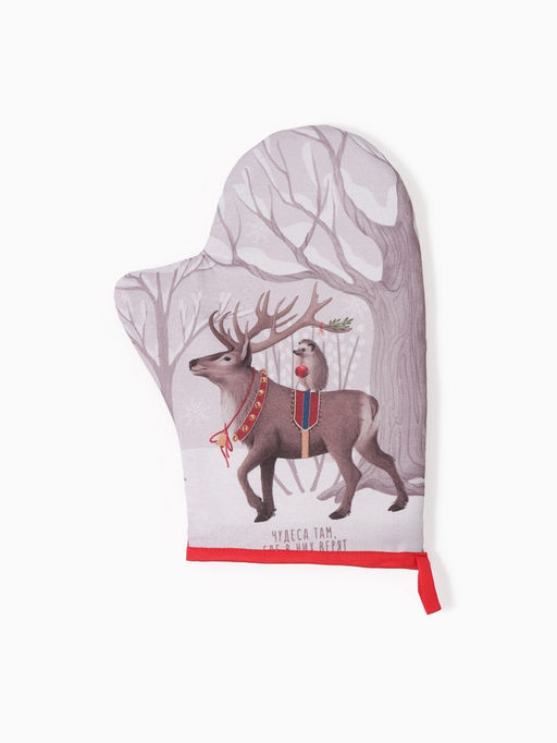 Кухонный набор «Этель. Лесные звери»: варежка-прихватка 20×28 см, прихватка 19×19 см