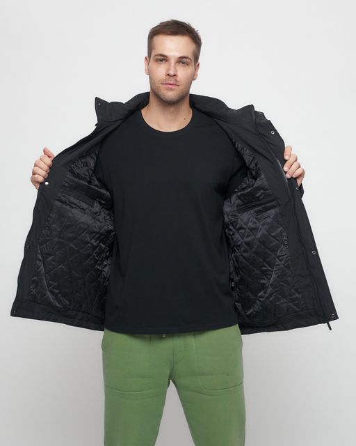 Куртка спортивная мужская большого размера черного цвета 88676Ch - Wonderrman фото 11