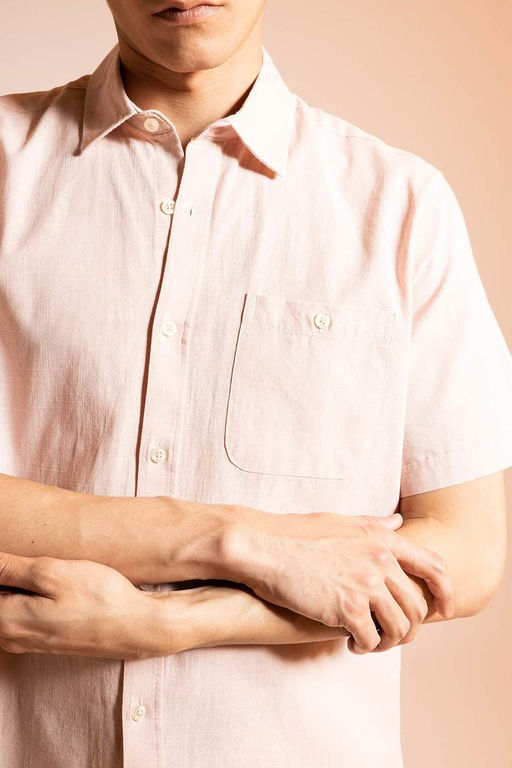 Рубашка из 100 % хлопка с короткими рукавами и воротником-поло обычного кроя - Defacto фото 5