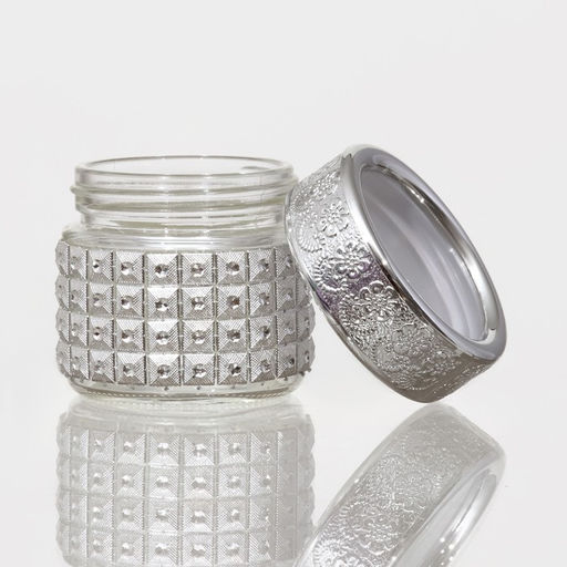 Банка для хранения сыпучих Сильвер, 100 мл, 5.75.5 см, с пластиковой крышкой, стекло, серебряная - Simaland фото 2