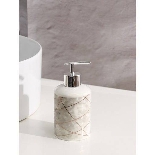 Набор аксессуаров для ванной комнаты Доляна Розовое золото, 3 предмета, мыльница, дозатор для мыла 350 мл, стакан 300 мл фото 2