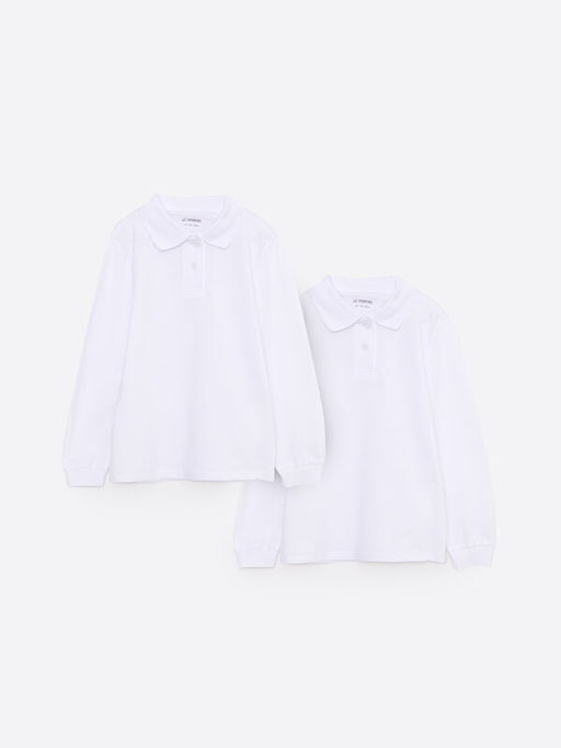 Polo Yaka Basic Uzun Kollu K?z ?ocuk Ti??rt 2li