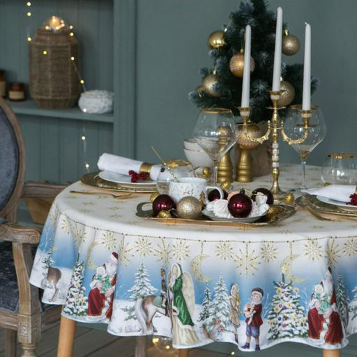 Скатерть новогодняя Этель Christmas time, d=220 см 3 см с ГМВО, 100% хлопок, саржа 190 г/м?