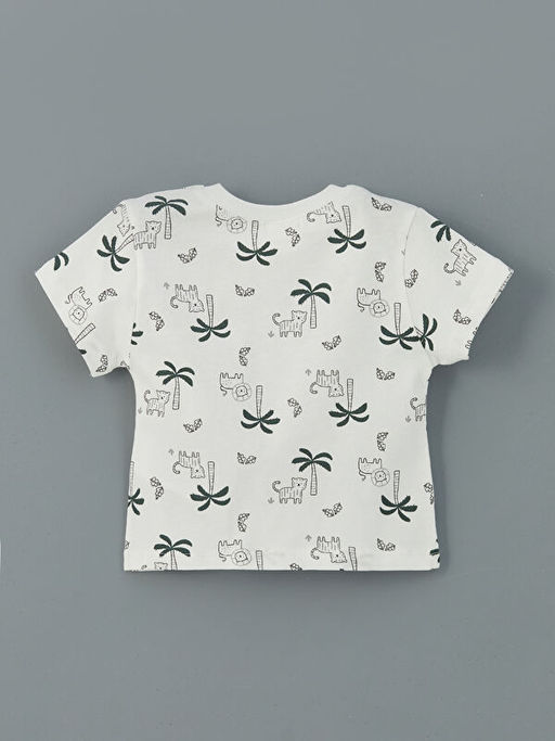 Bisiklet Yaka Bask?l? Erkek Bebek Ti??rt ve Pantolon 2li