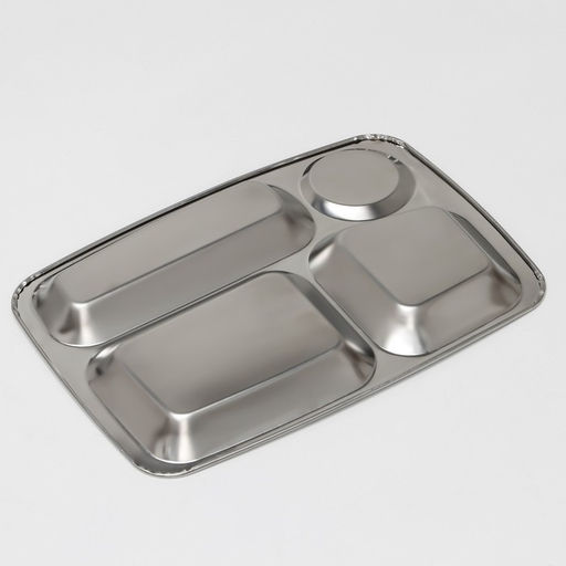 Поднос, 29×20.5×2 см, 4 секции, нержавеющая сталь, серебристый