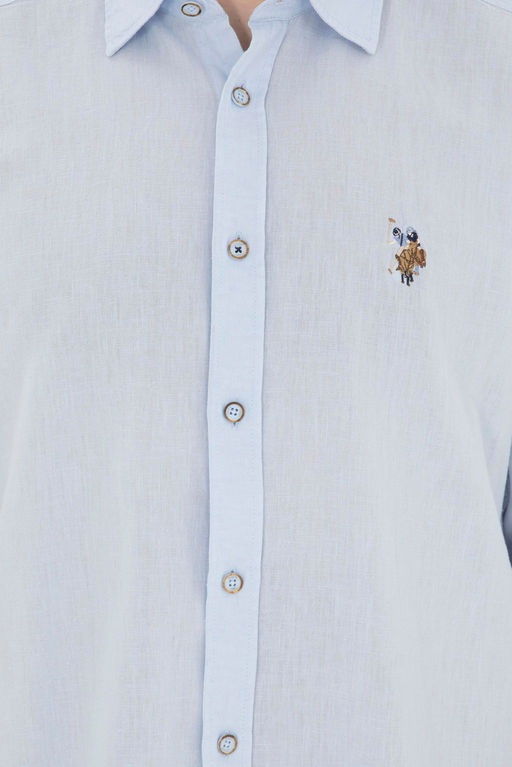 Мужская голубая базовая рубашка с длинным рукавом - U.s. polo assn фото 7