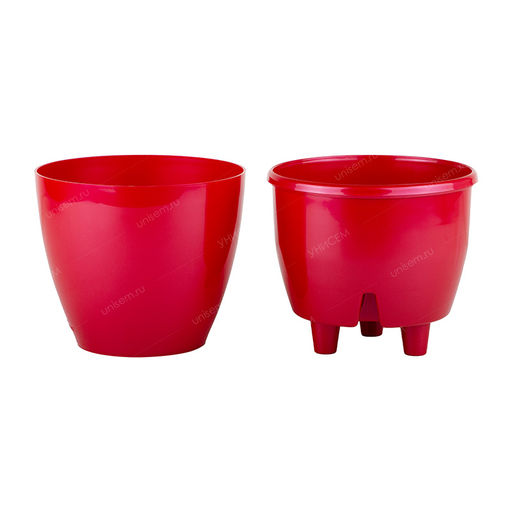 Горшок Деко Твин 1,5л 14*14*12,5 красный перламутр с дренажной системой (уп.36) - Ортон фото 2