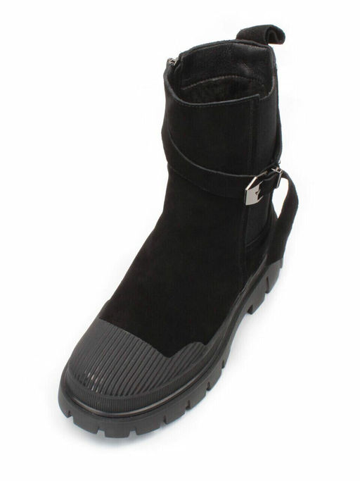 04-296-1M BLACK Ботинки зимние женские (натуральная замша, шерсть)