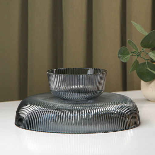 Ваза для фруктов «Камелия», 26×11 см, 2 л, стекло, серая