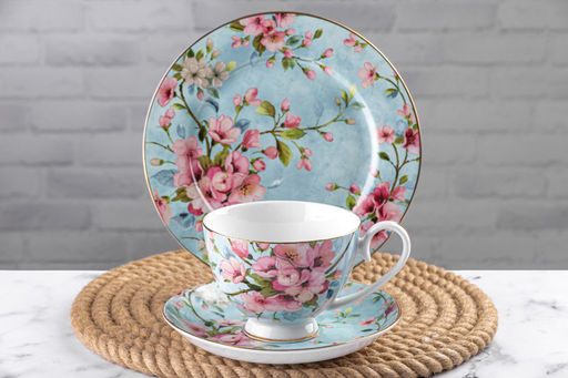 Набор тарелок для десертов 2 пр. 19*19*2 см Яблоневый цвет на голубом NEW BONE CHINA - Elan gallery фото 13