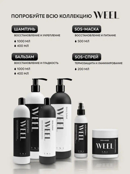 TNL Кератиновый комплекс WEEL SOS-маска восстановление и питание, 500 мл