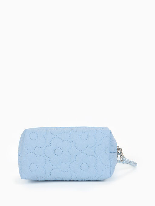 Косметичка женская «Цветочек», ручка из бусин, голубая