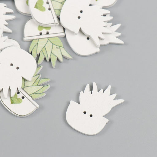 Цена за 2 шт. Пуговицы дерево для творчества 2 прокола «Суккулент в горшочке», набор 20 шт., 1.8×2.5 см