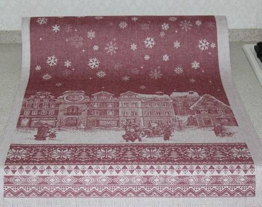 Полотенце Премиум Зимний город-бордо 50*70 см. - Лен поволжья фото 3
