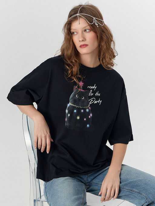 Футболка женская черная с новогодним принтом - Mark formelle фото 5