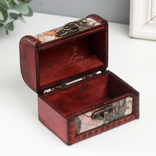 Шкатулка для украшений «Сундук. Карта», для мелочи, дерево, 6×6×9 см
