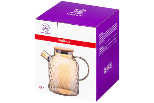 Чайник 1,6 л 20*13*19 см Crystal glass с ситом+бамб.крышк.с метал. дном/с силик.уплот, золото - Elan gallery фото 18