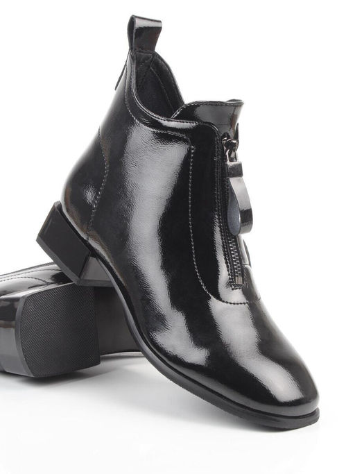 01-M43-17 BLACK Ботинки демисезонные женские (натуральная кожа)