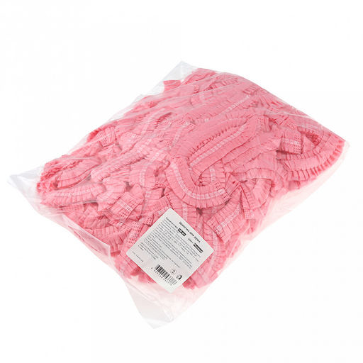 Шапочка для душа одноразовая, пленка ПНД, 10мкм, мягкая резинка по всему диаметру, водонепроницаемая, розовый, в упаковке 100шт, в евроблоке, ТУ 25.24.25-024-64015714-2021, "SMZ" (Россия)