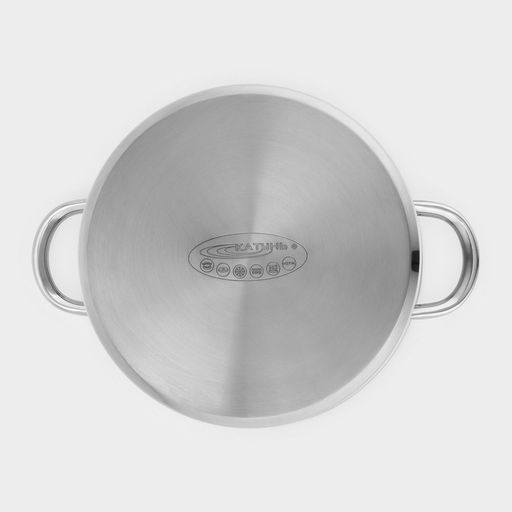 Кастрюля Катунь «Гретта», 7.3 л, d=22 см, с крышкой, капсульное дно, индукция, нержавеющая сталь, AISI - 201, хромированная